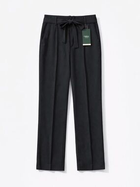 High Waisted Belted Pocket Straight Leg Work Pants